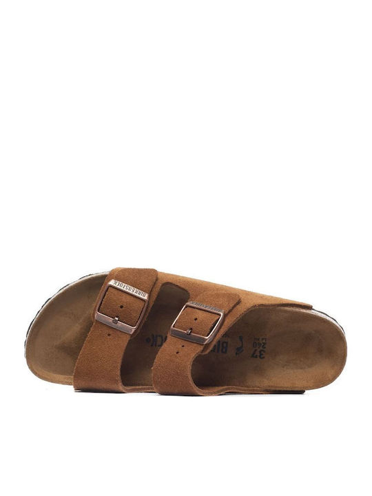 Arizona Leather Women's Flat Sandals Tabac Brown Narrow Fit
