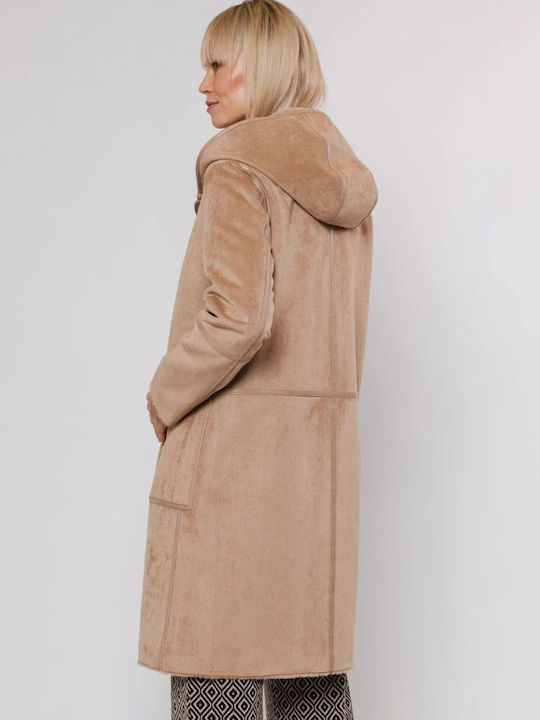 Women's Sand Coat with Buttons