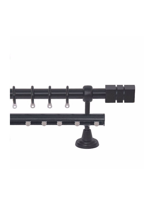 Import Hellas Metallic Curtain Pole No2 Single Φ25mm 300cm Black Checkmate