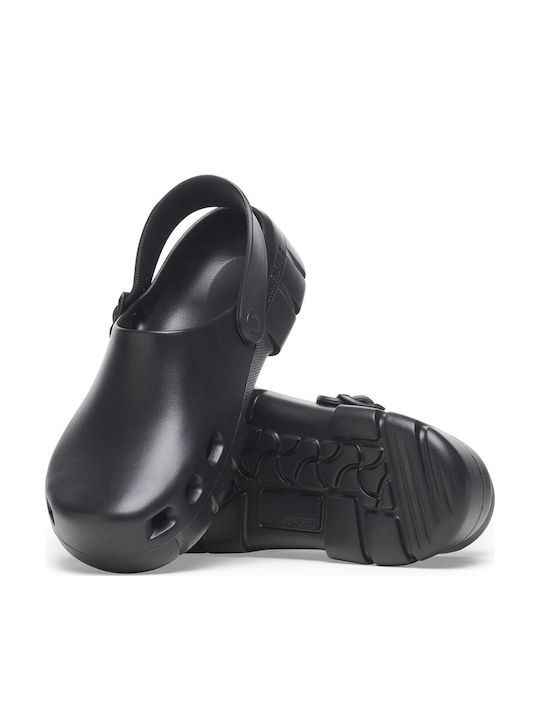 Birkenstock Birki Γυναικεία Ανατομικά Σαμπό Μαύρα