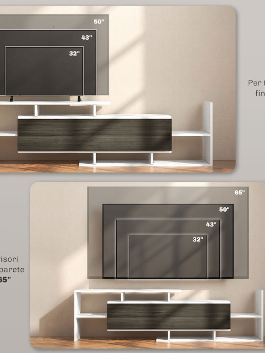 TV Stand White and Black M153.6xD25xH42cm