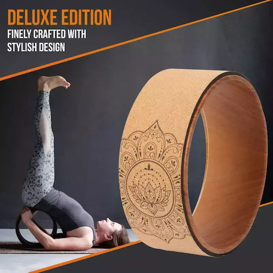 Yoga Wheel Τροχός Yoga Pilates Natural Cork Διάμετρο 33cm