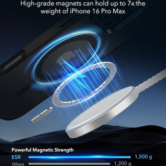 ESR Classic Hybrid Halolock Back Cover Silicone / Plastic 0.7mm Black (iPhone 16 Pro Max)