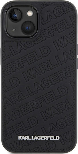 Karl Lagerfeld Quilted K Pattern Umschlag Rückseite Kunststoff Schwarz (iPhone 15 Plus / 16 Plus)