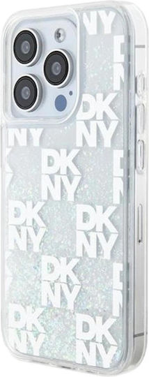 DKNY Liquid Glitter Checkered Pattern Back Cover Plastic / Silicone Durable White (iPhone 15 Pro)