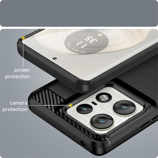 Techsuit Carbon Umschlag Rückseite Silikon Schwarz (Motorola Edge 50 Ultra)