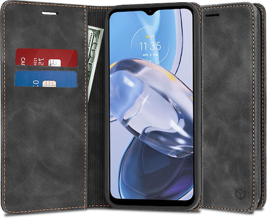 Techsuit Back Cover Silicon / Piele artificială Negru (Moto E22)