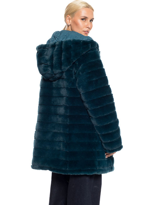 Women's Short Fur petrol