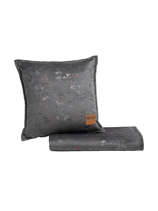 Madi Μαξιλάρι Καναπέ Petra από Βελούδο Dark Grey 45x45εκ.