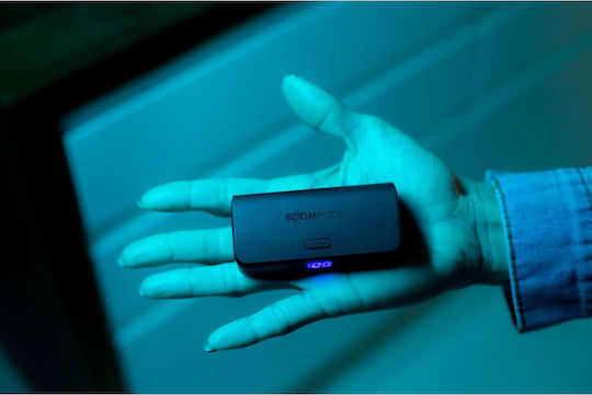 Boompods Powerboom Baterie Externă Solară 5000mAh cu Port USB-C Power Delivery Încărcare Rapidă Neagră
