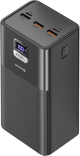 Swissten Power Bank 40000mAh 100W with 3 USB-A Ports and USB-C Port Quick Charge 3.0 Black