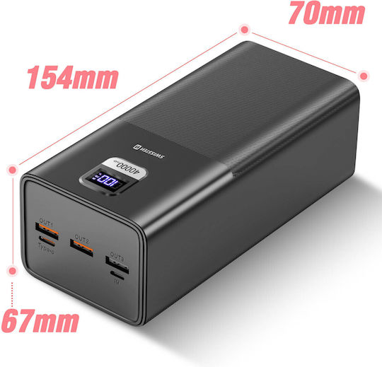 Swissten Power Bank 40000mAh 100W with 3 USB-A Ports and USB-C Port Quick Charge 3.0 Black