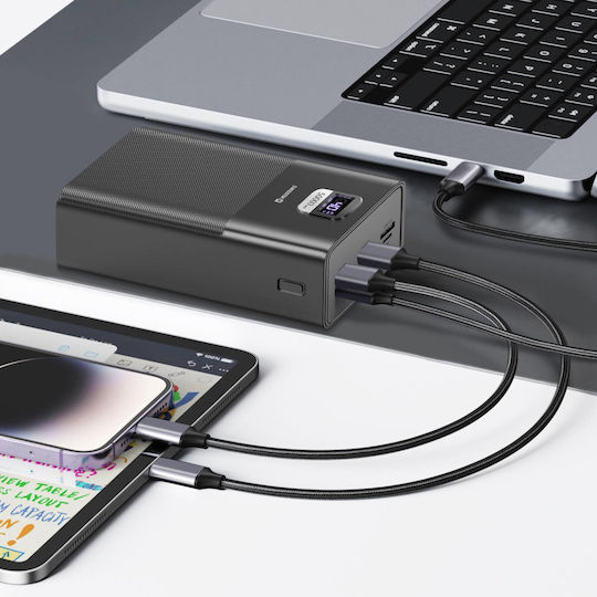 Swissten Power Bank 50000mAh 100W με 3 Θύρες USB-A και Θύρα USB-C Quick Charge 3.0 Μαύρο