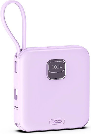 XO PR235 Power Bank 10000mAh 22.5W με Θύρα USB-A και Θύρα USB-C Quick Charge 2.0 Μωβ