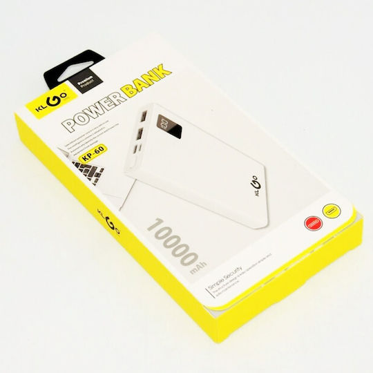 KLGO KP-60 Power Bank 10000mAh με 2 Θύρες USB-A Λευκό