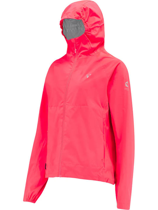 Women's Running Short Lifestyle Jacket for Winter with Hood Neon Watermelon