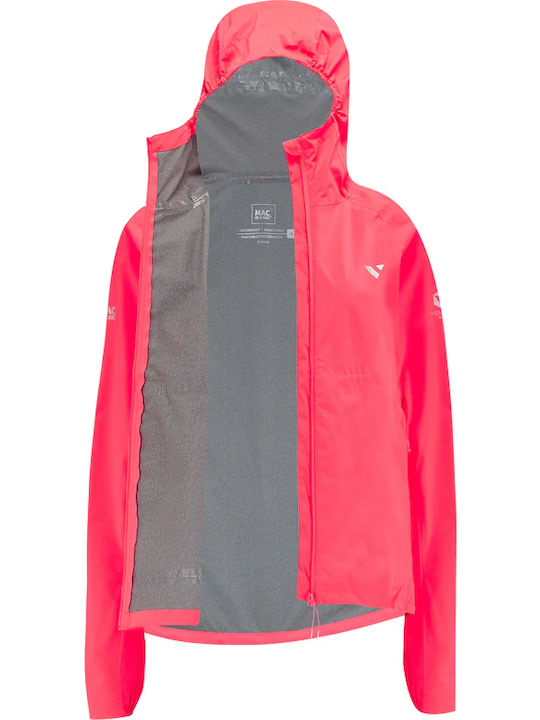 Women's Running Short Lifestyle Jacket for Winter with Hood Neon Watermelon