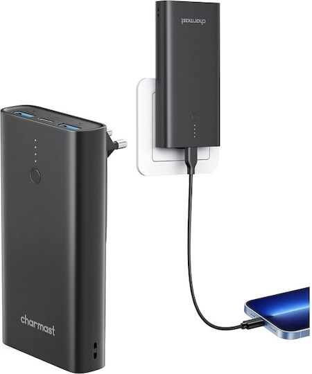 Charmast C1146L Power Bank 10000mAh 20W με 2 Θύρες USB-A και Θύρα USB-C Μαύρο