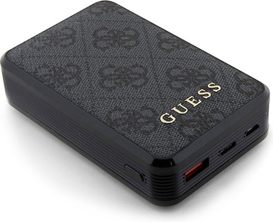 Guess Metal Logo MagSafe Power Bank 10000mAh 18W mit USB-A Ausgangsanschlüsse und USB-C Ausgangsanschlüsse Schnellladung Schwarz