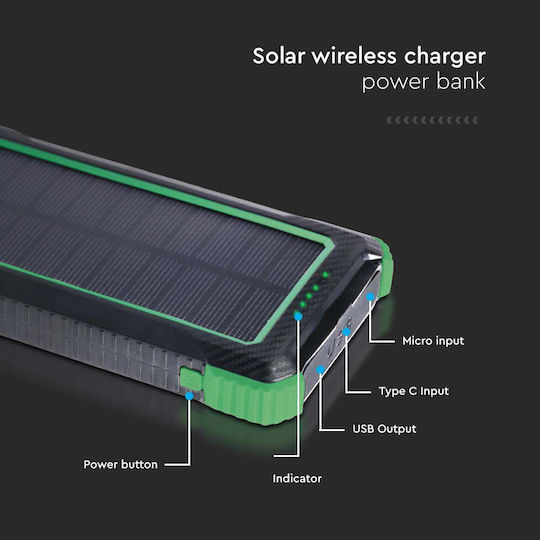 V-TAC Solar Power Bank 10000mAh 10W cu Port USB-A Negru