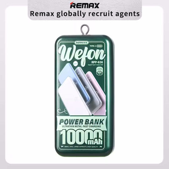 Remax RPP-636 Power Bank 10000mAh 20W mit USB-C Ausgangsanschlüsse Schnellladung Silber