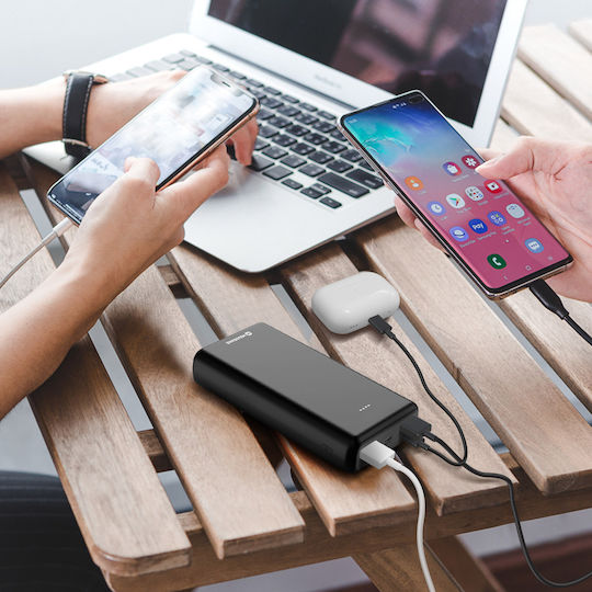 Swissten Power Bank 30000mAh 20W με 2 Θύρες USB-A και 3 Θύρες USB-C Power Delivery Μαύρο