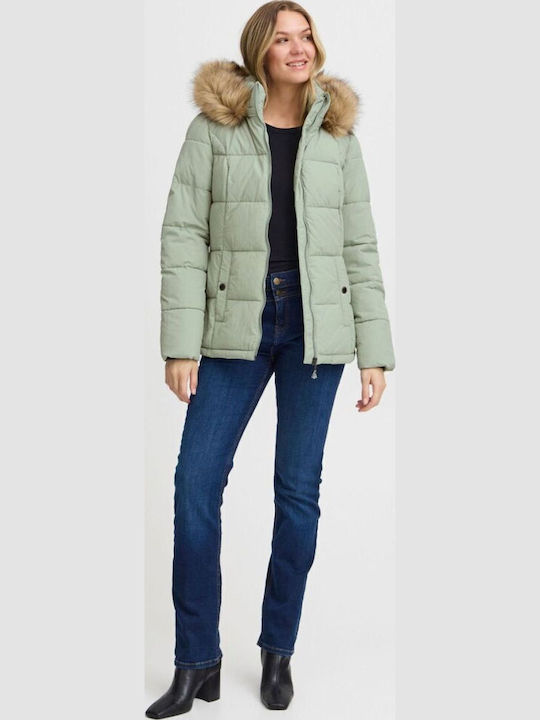 Women's Long Puffer Jacket for Winter Pastel Green - Mint