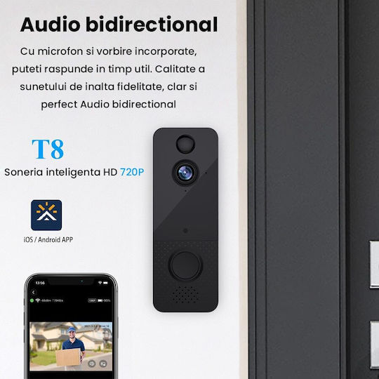 Smart Video Türsprechanlage Smarthome Rohs Kabelloser Ir Sensor Nachtsicht Gegensprechanlage Smart App Schwarz