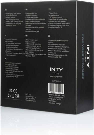 Inty Toys Δονητής Egg με Απομακρυσμένο Έλεγχο Μαύρος