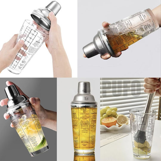 Glass Cocktail Shaker Lid Bar Cocktails 450 Ml