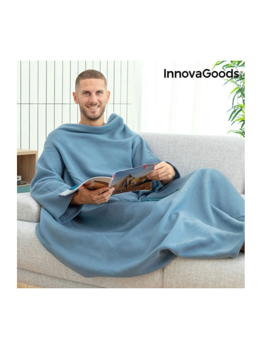 InnovaGoods Blanket Fleece with Sleeves 130x170cm Faboulazy Blue