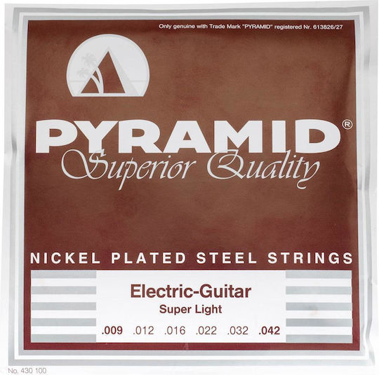 Pyramid Superior Quality Set of Nickel Plated Steel Electric Guitar Strings 9 - 42 Super Light