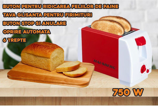 Hausberg Hausberg HB-150RS Φρυγανιέρα 2 Θέσεων 750W Κόκκινη