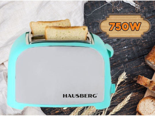 Hausberg Toaster 2 Slots 750W Blue