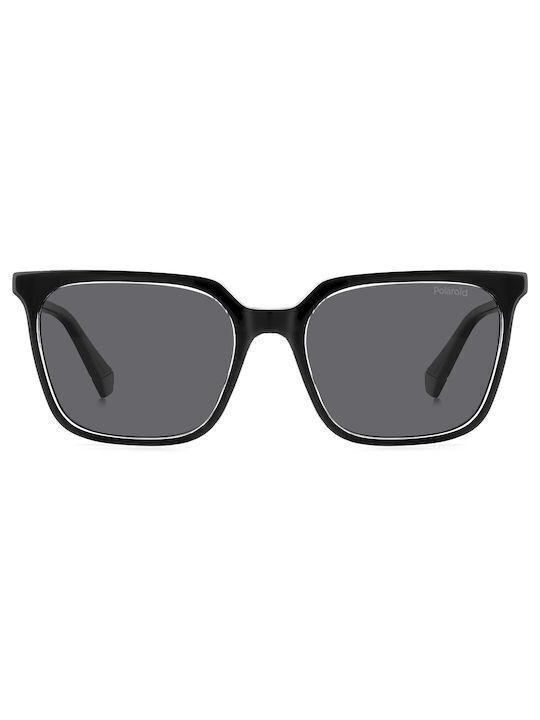 Polaroid Unisex Sunglasses with Black Plastic Frame and Black Lens PLD4163/S 7C5/55