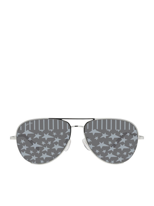 Sting Men's Sunglasses with Silver Metal Frame and Silver Mirror Lens SST138 N53L