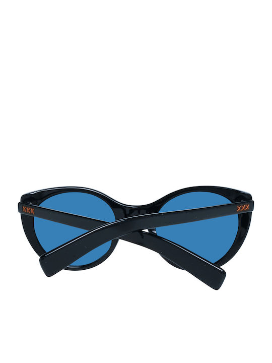 Zegna Women's Sunglasses with Black Plastic Frame and Blue Lens ZC0009-F 01V
