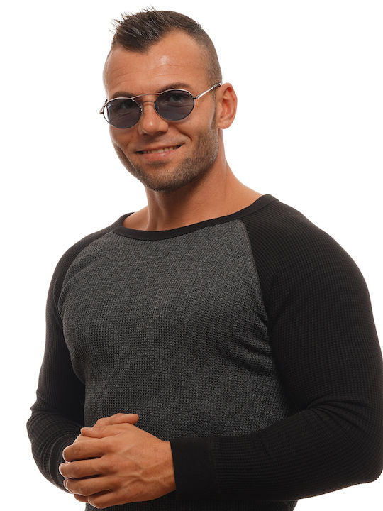 Web Men's Sunglasses with Silver Metal Frame and Blue Lens WE0270 14V