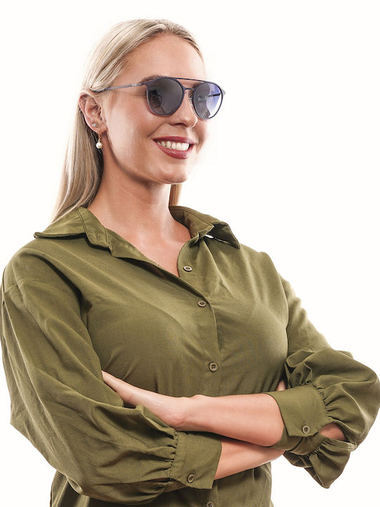 Sting Clap Clap 2 SS 4902 92EX Men's Sunglasses with Blue Metal Frame and Blue Lens