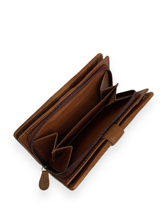 Large Leather Women's Wallet Classic with RFID Tabac Brown