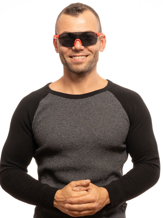 FILA Men's Sunglasses with Red Plastic Frame and Gray Lens SF9380-07FZ