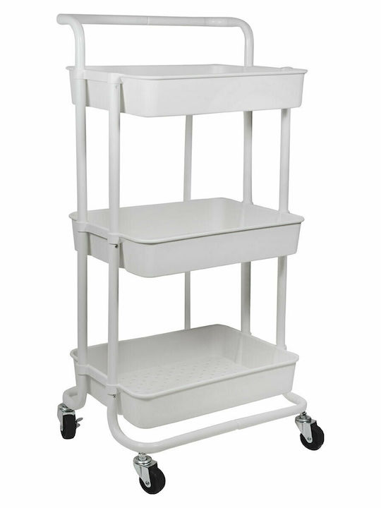 Homely Metal Kitchen Trolley 3 Tiers White 43x36x86cm