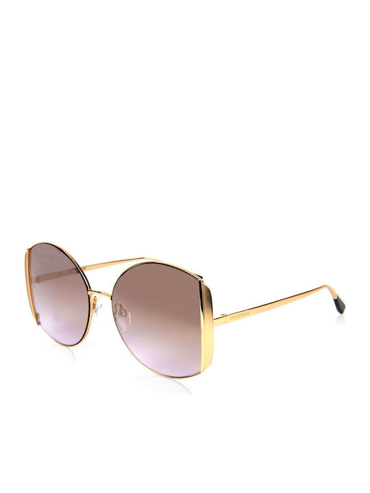Ana Hickmann Women's Sunglasses with Gold Metal Frame and Beige Gradient Lens