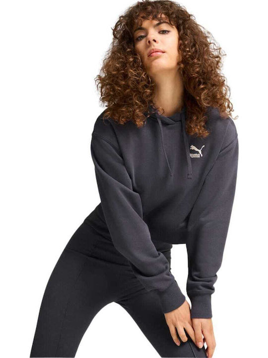 Better Classics Cropped Γυναικείο Φούτερ με Κουκούλα Gray