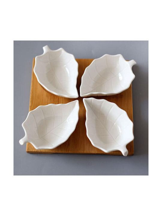 Set 4 White Porcelain Bowls Appetizers Desserts Sauce Spoons