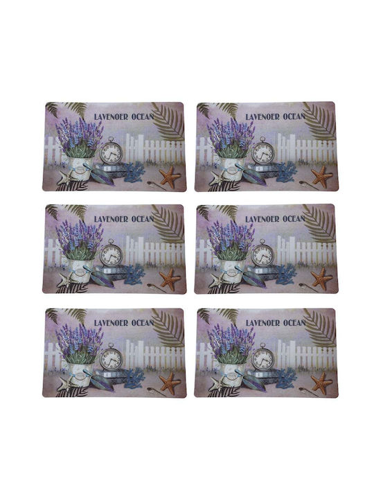 Set Plate Coasters for Serving Meals Pufo Lavender World Design 6 Pieces