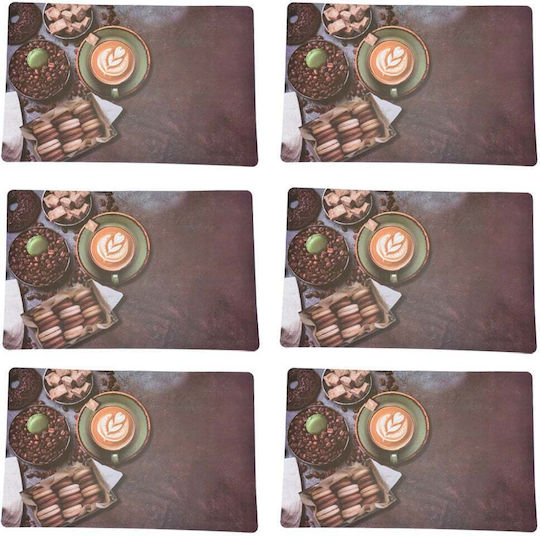 Set Plate Coasters Serving Meals Pufo Perfect Morning Design 6 Pieces