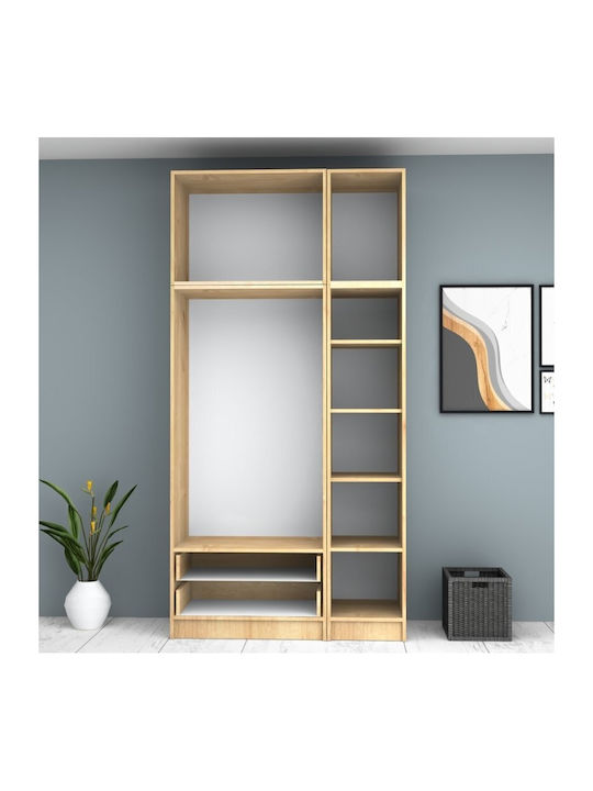 Ușă triplă Dulap de Haine Ricardo cu Spațiu de Depozitare Natural Beech 120x51.8x240cm