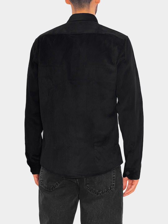 Langärmeliges Zeichenfolge Overshirt Schwarz
