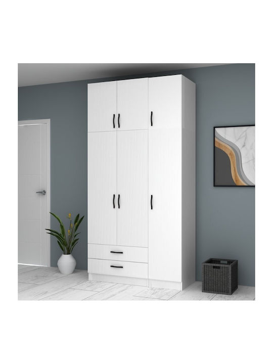 Triple Door Wardrobe Ricardo with Loft White 120x51.8x240cm